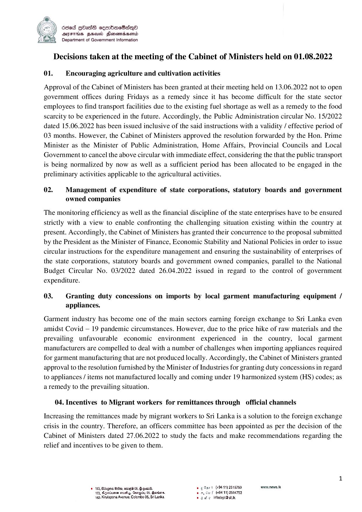 Cabinet Decisions on 01.08.2022 E page 001